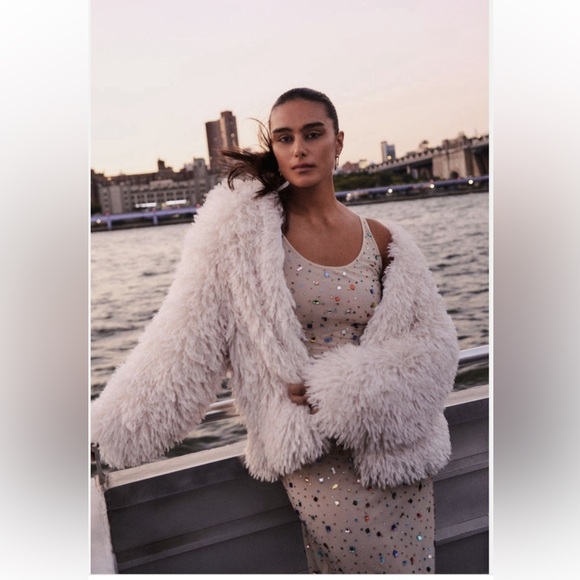 Anthropologie Shaggy Faux-Fur Cardigan Sweater New Medium - Picture 8 of 12